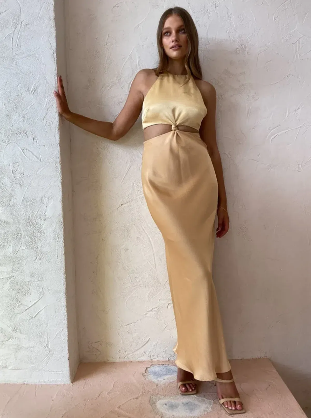 Bec & Bridge Carrie Halter Maxi Dress Multi Yellow Size 16 - Image 4