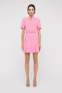 Scanlan Theodore Tailored Pleat Mini Dress Pink Size 10 for rent on The Volte - image 1