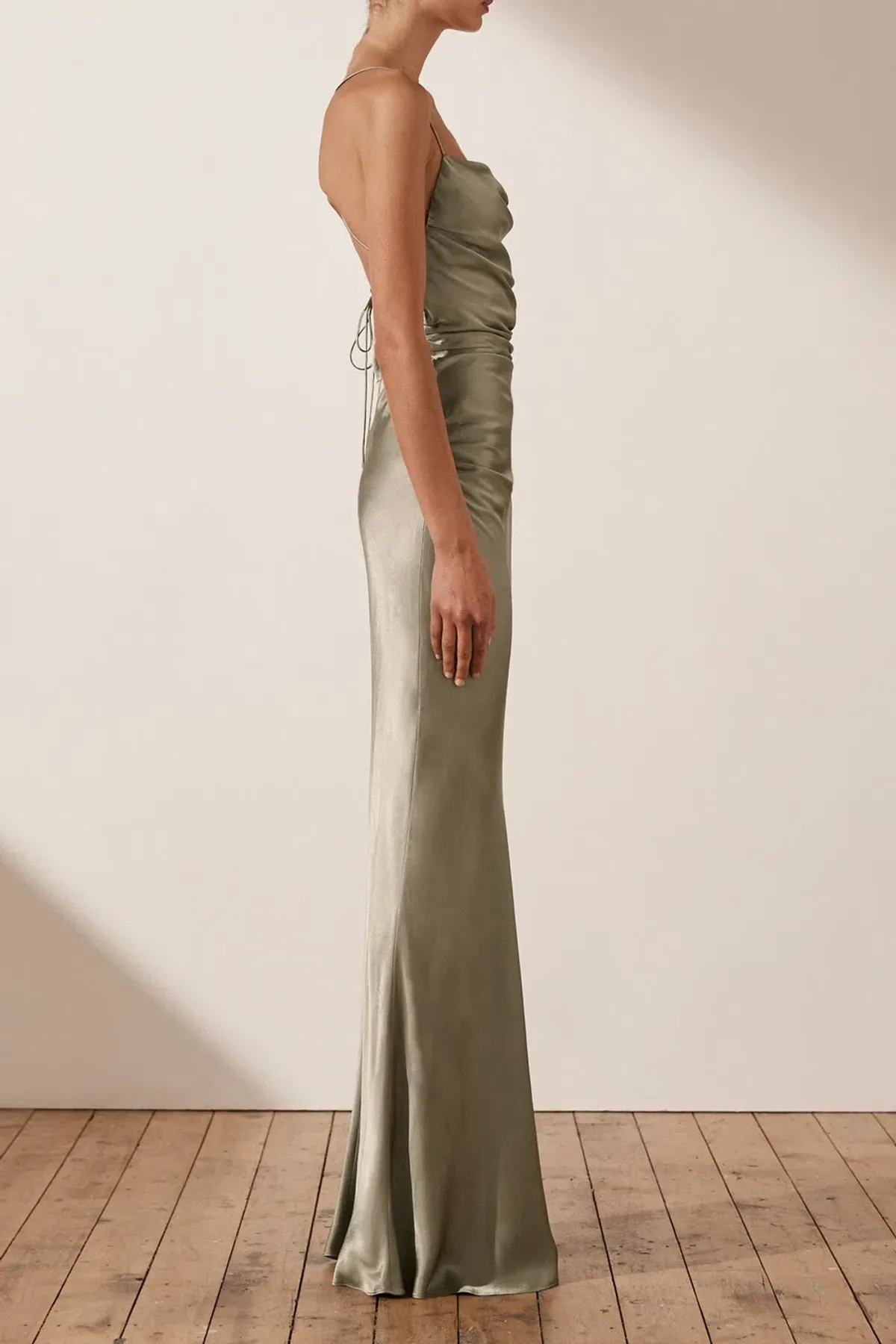 Shona Joy La Lune Backless Lace-Up Maxi Dress - Sage Green - Size 8 - Image 5