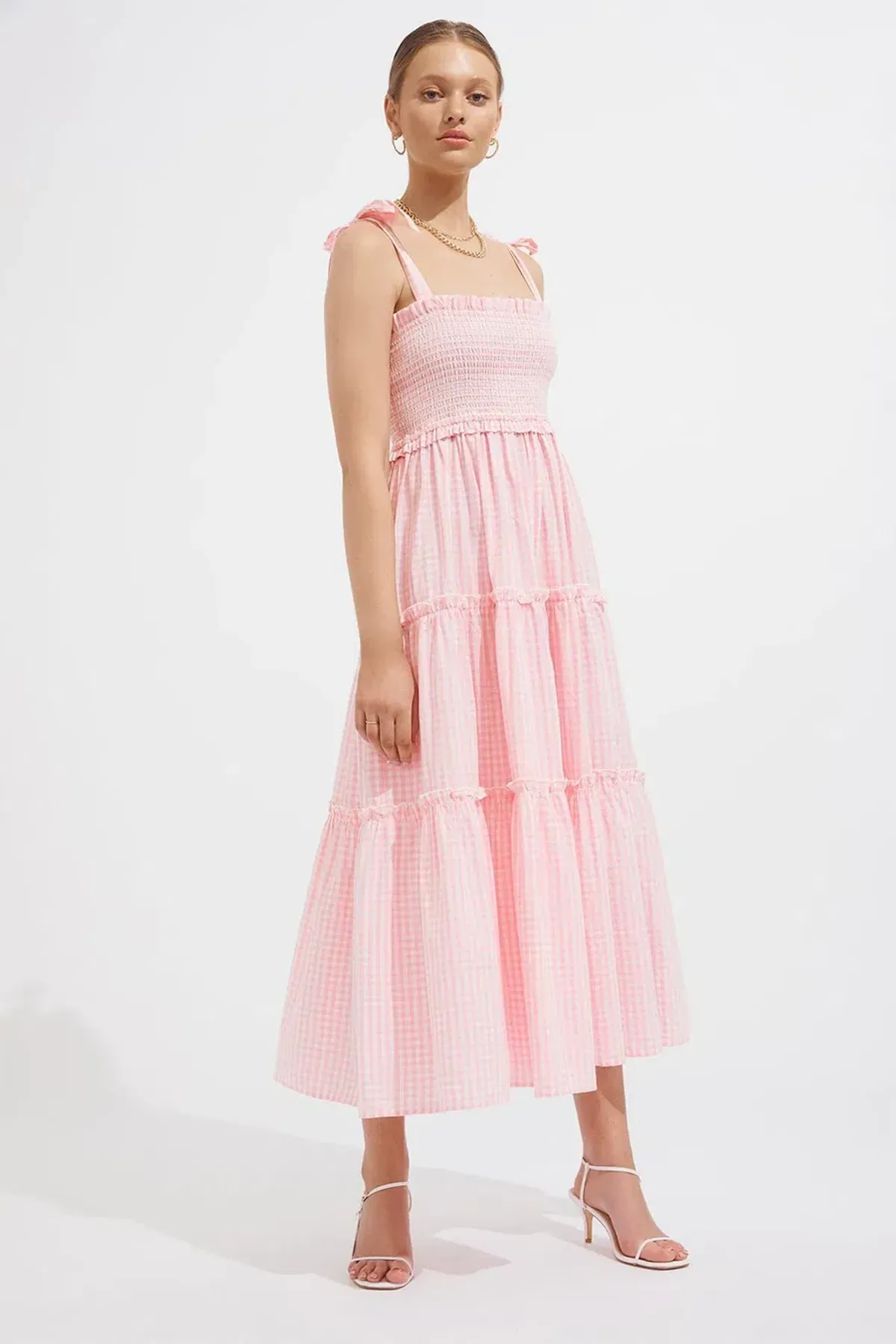 Steele Lyla Dress in Blush Check Print Size M  - Image 1