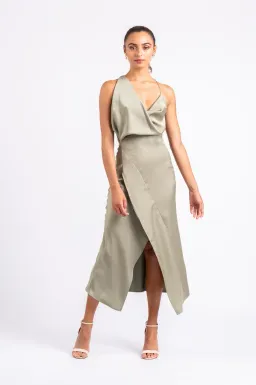 One Fell Swoop Muse Dress in Serpent Green Size 8 for rent on The Volte - image 1