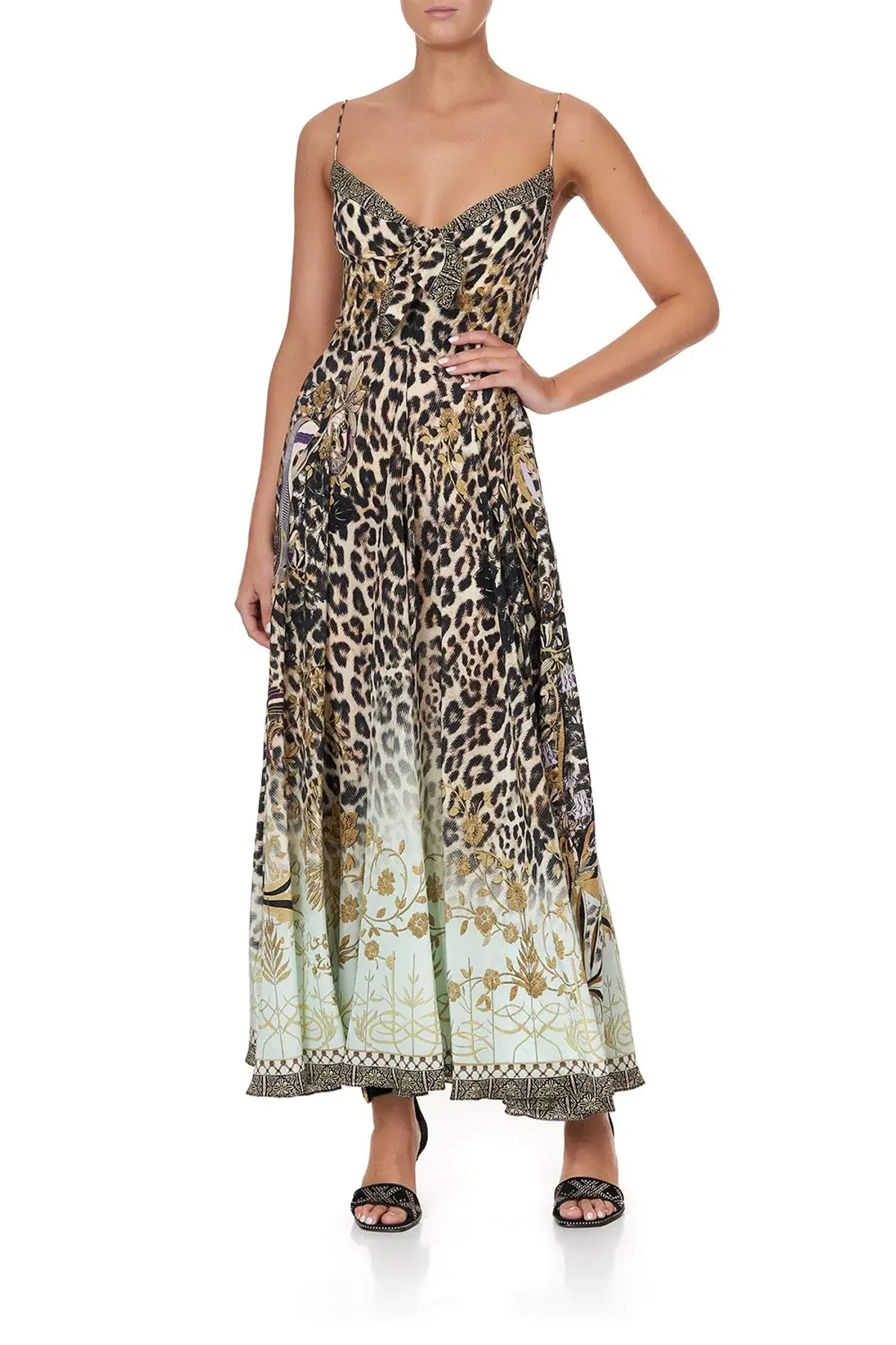 Camilla Long Dress With Tie Front Nomadic Nymph Print Size S - Image 2