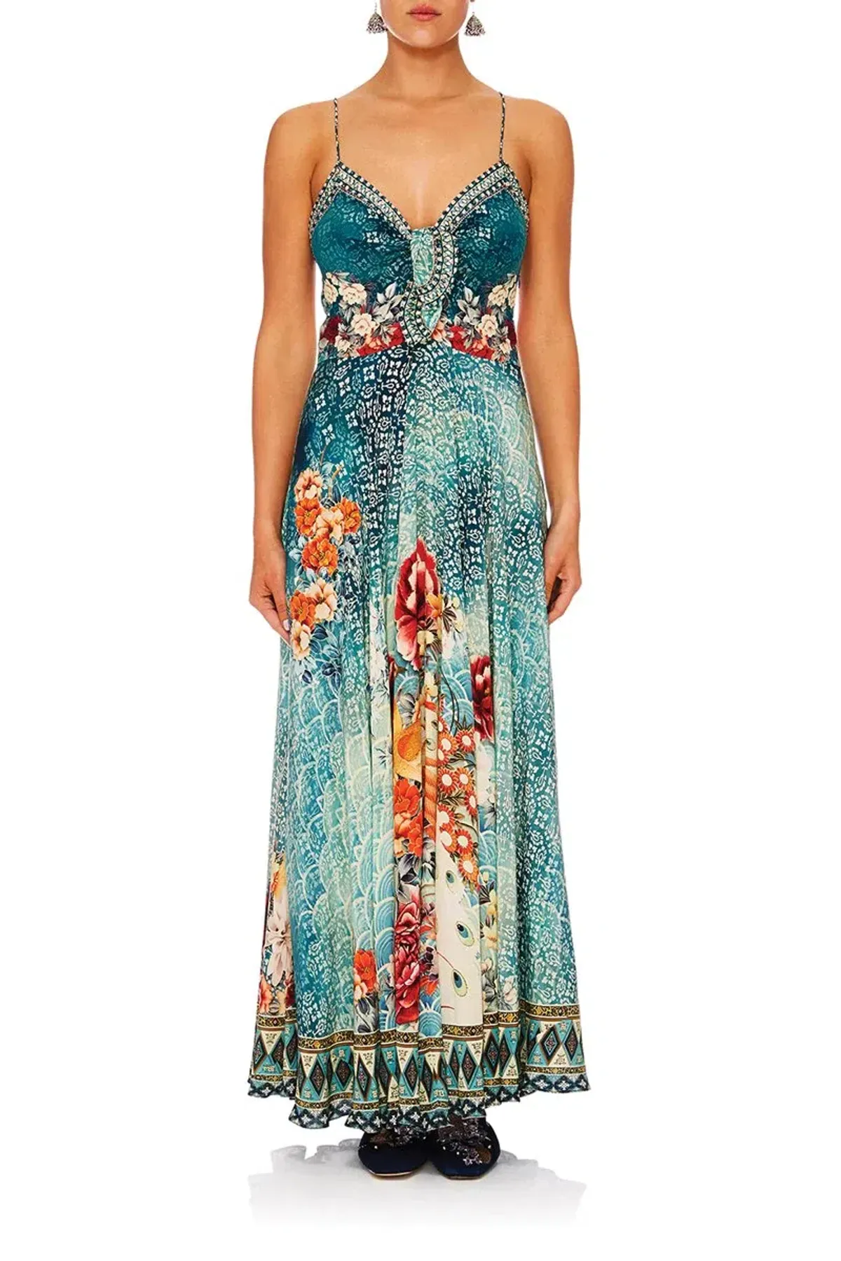 Camilla Long Dress With Tie Front Her Heirloom Print Size S - Image 1