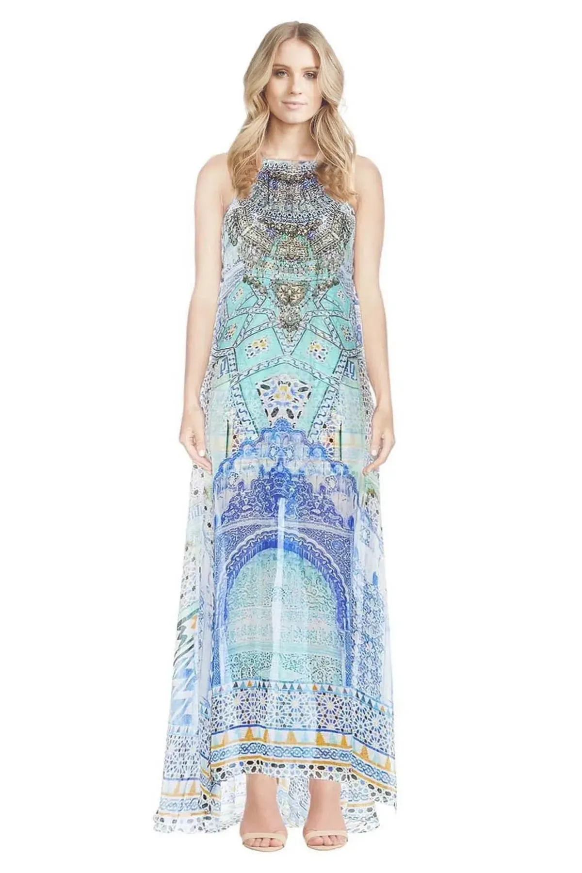 Camilla Sultans Gate Halter Overlay Long Dress Print Size 1 - Image 1