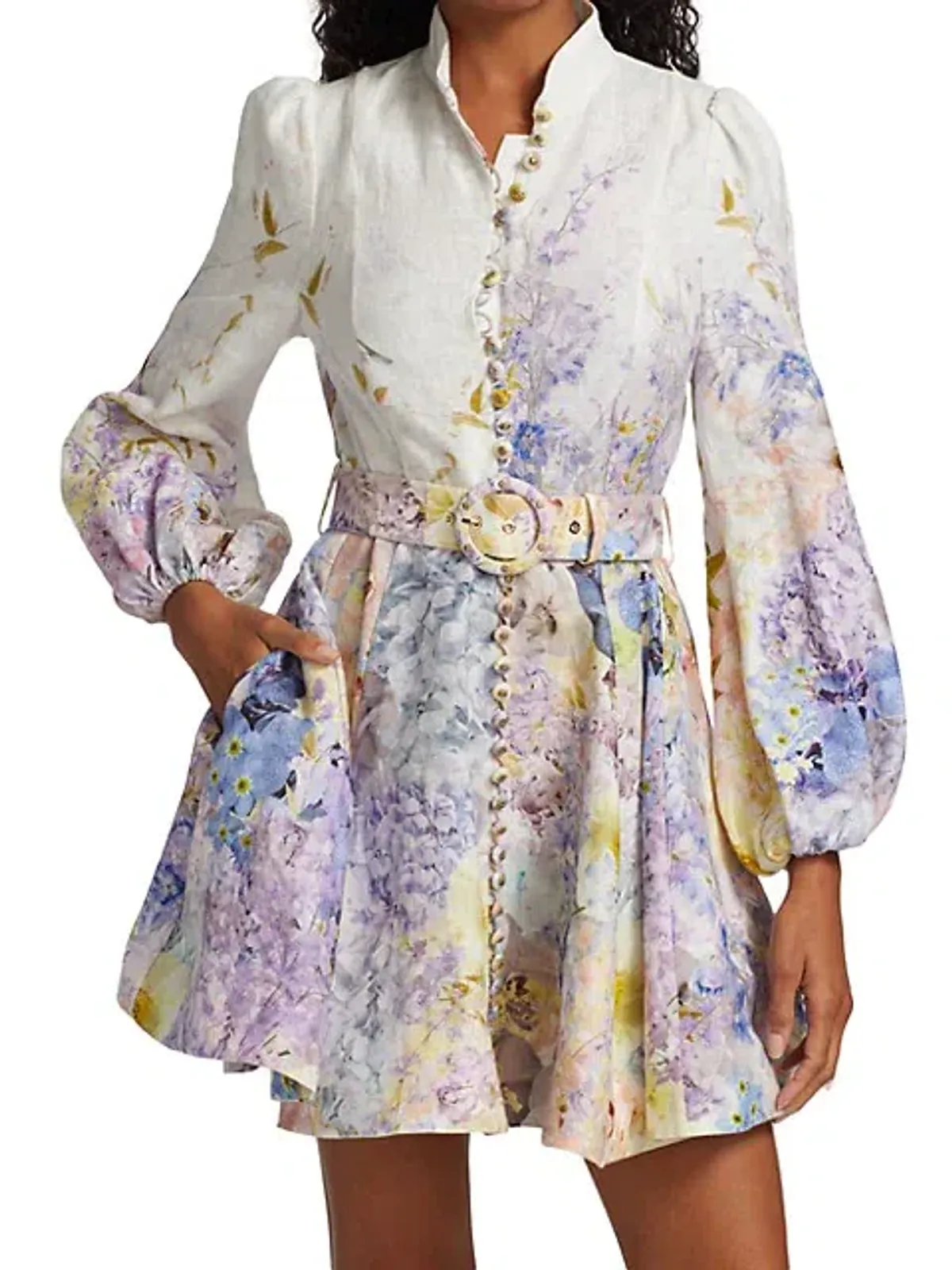 Zimmermann Rhythmic Buttoned Mini Dress Garden Size 3/AU   - Image 3