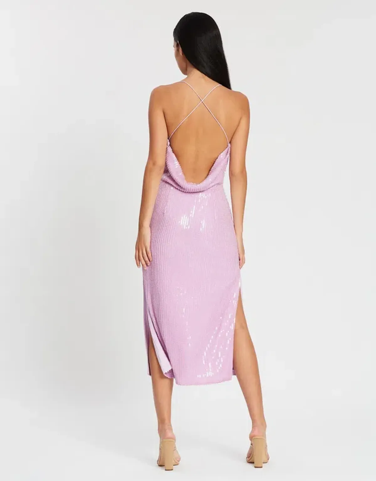 Misha Devon Dress in Lilac Sequin Size 8 - Image 2