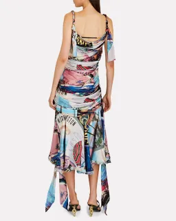 Zimmermann Postcard Draped Printed Silk Midi Dress Blue Size 1/Au 10 for rent on The Volte - image 3