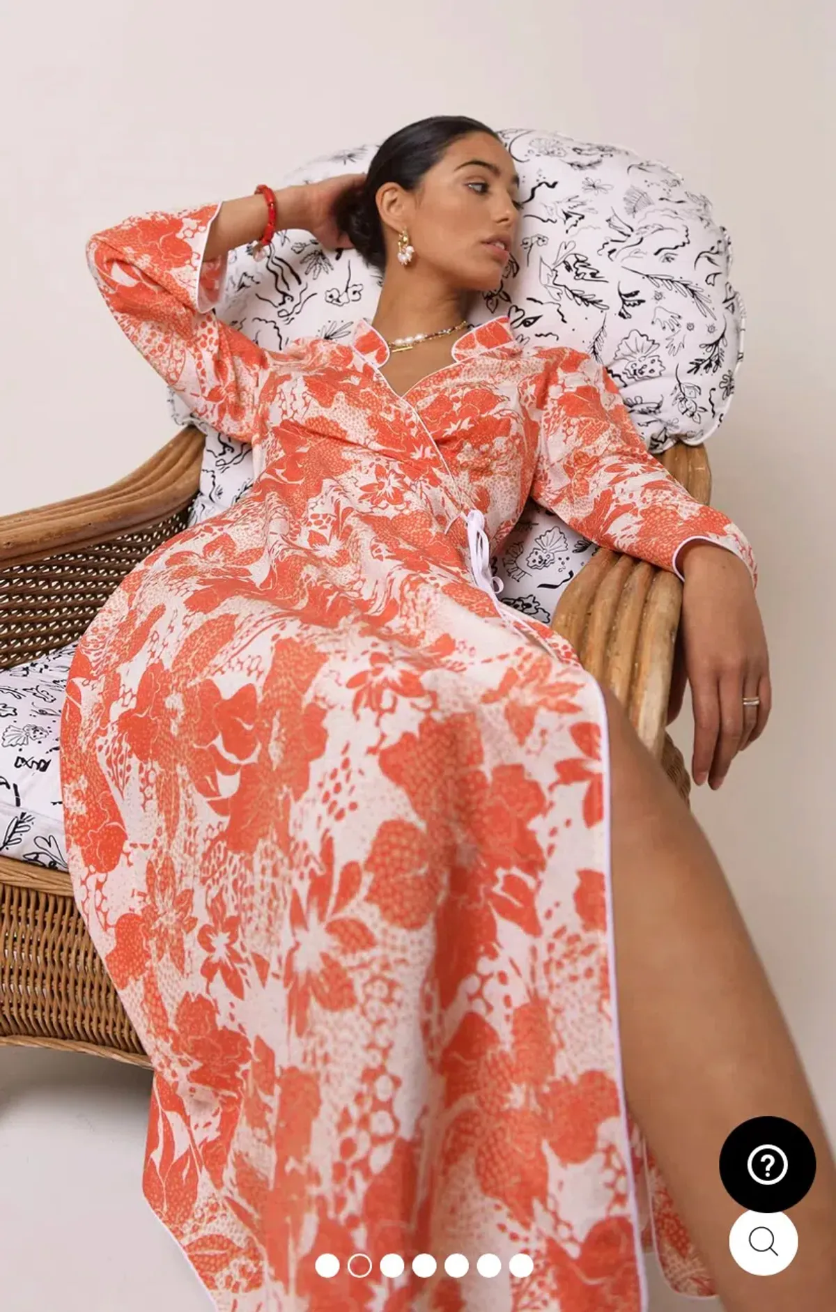 Rixo Cindy Coral Floral Wrap Dress Print Size XS - Image 3