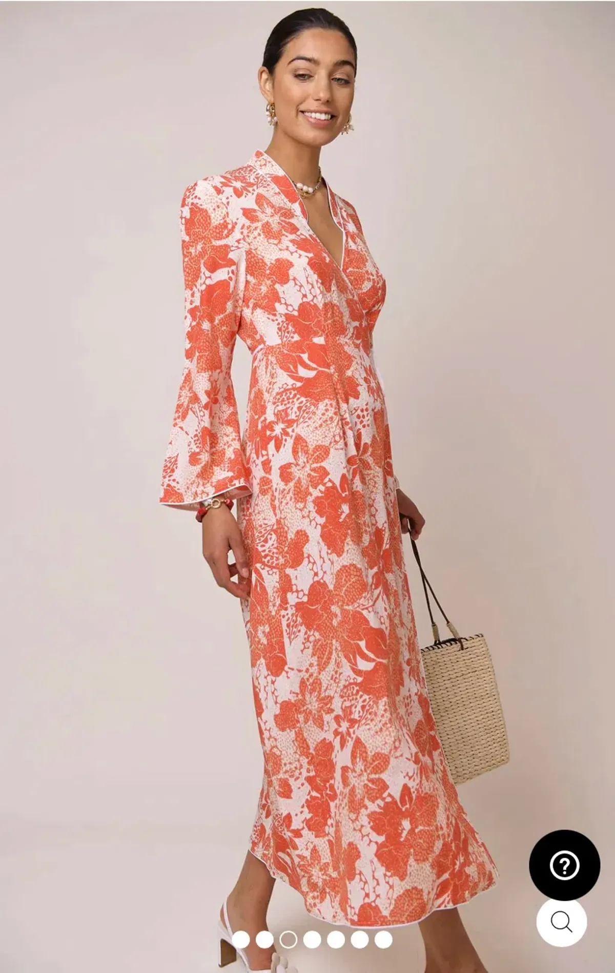 Rixo Cindy Coral Floral Wrap Dress Print Size XS - Image 4