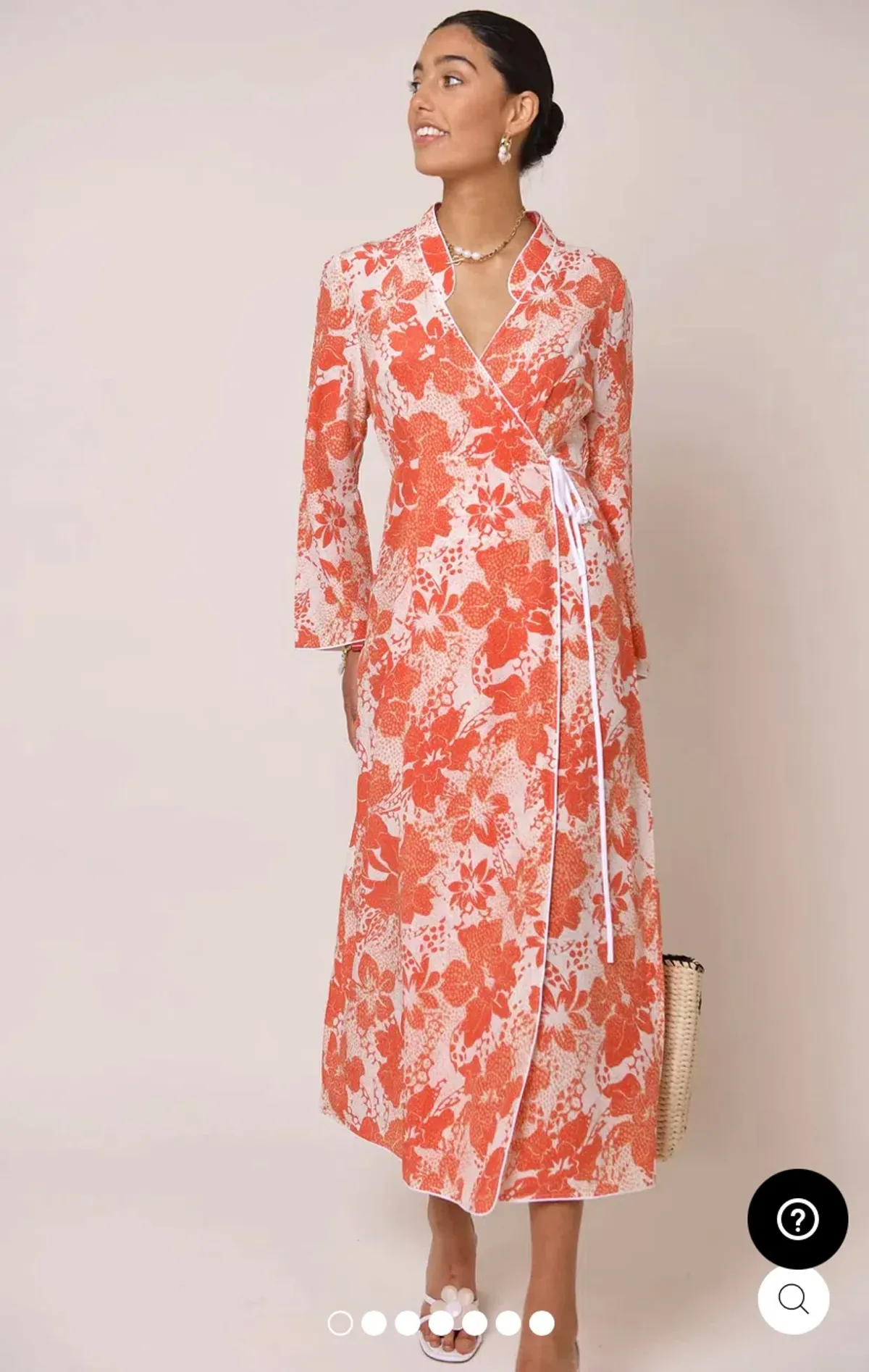 Rixo Cindy Coral Floral Wrap Dress Print Size XS - Image 1