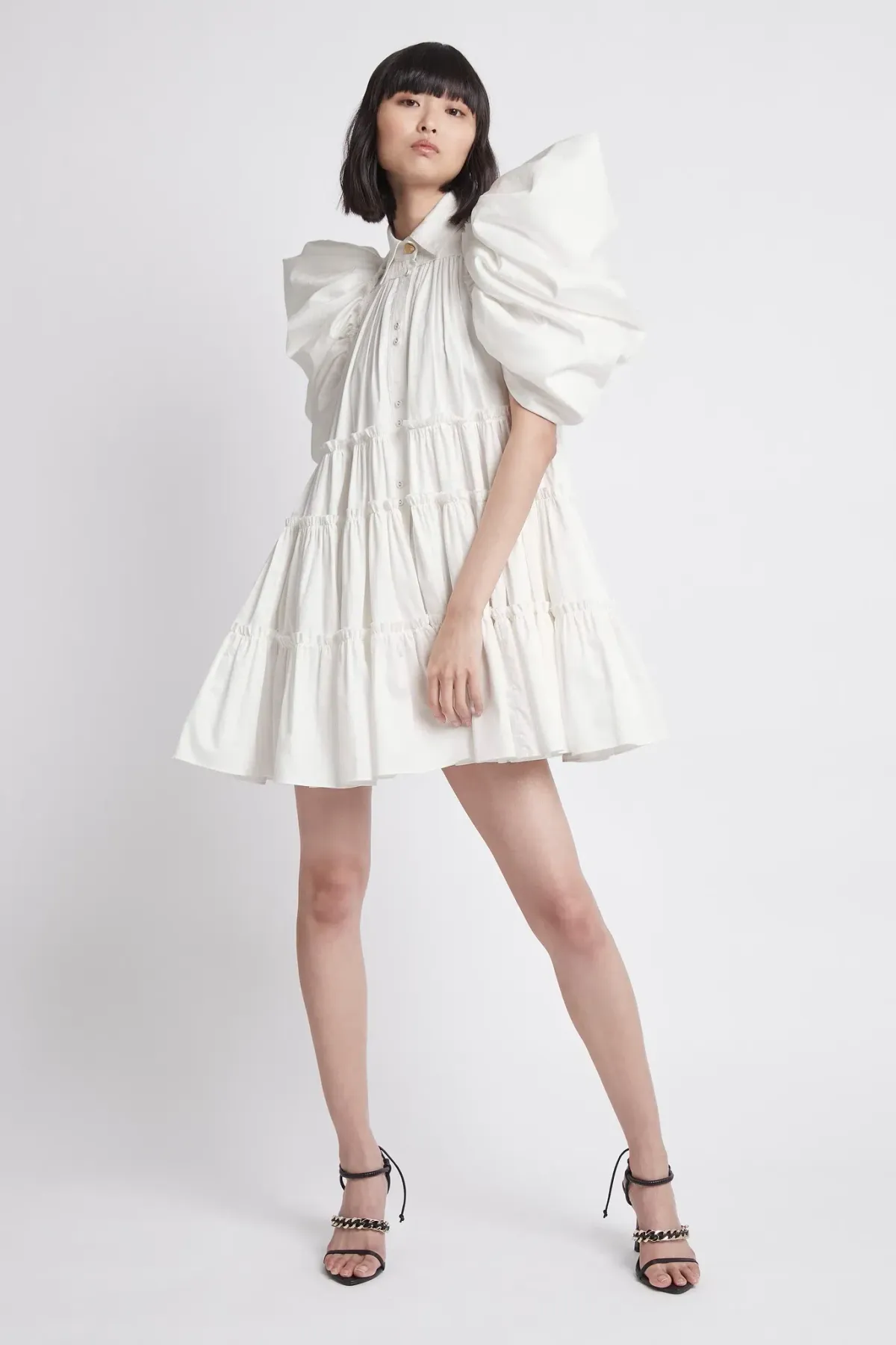Aje Swift Butterfly Sleeve Smock Mini Dress White Size 4  - Image 1