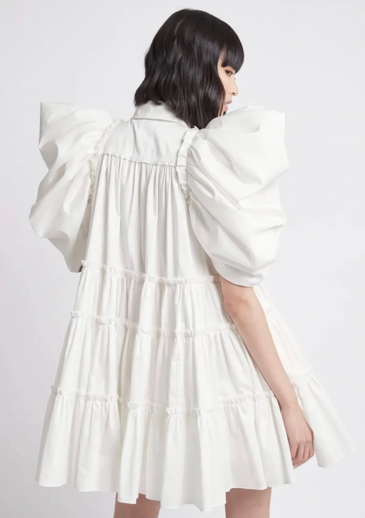 Aje Swift Butterfly Sleeve Smock Mini Dress White Size 4  - Image 2