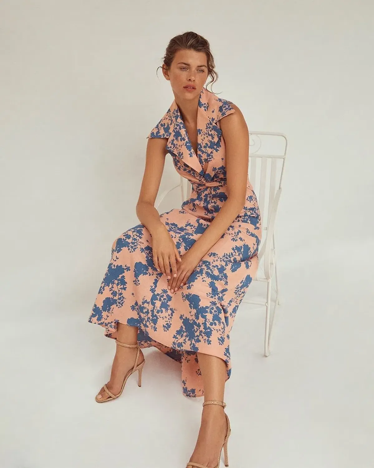 Scanlan Theodore Linen Floral Slip Midi Dress Floral Size 6 - Image 1