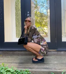 With Harper Lu Khaki Floral Two Piece Print Size XS/S for rent on The Volte - image 4