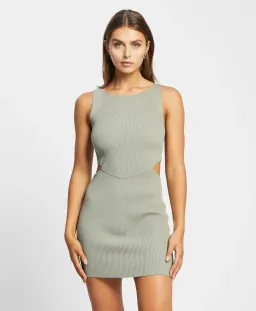 Bec & Bridge Versailles Knit Mini Dress in Sage Green Size 8  for rent on The Volte - image 2