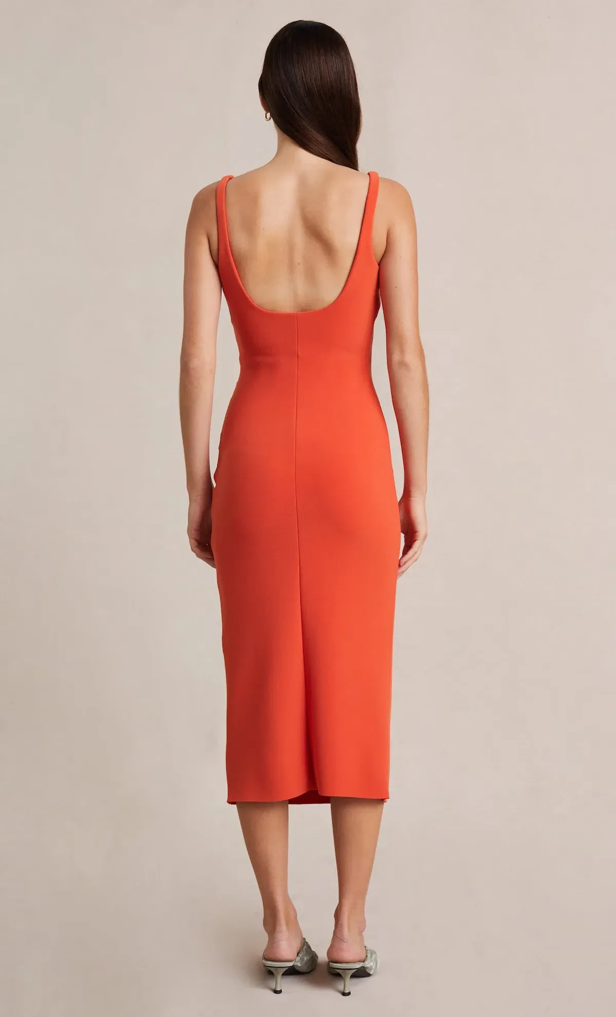 Bec & Bridge Elroy Tuck Midi Dress Flame Orange Size 14 - Image 2
