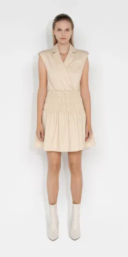 Cue Cotton Shirred Blazer Dress Beige Size 14  for rent on The Volte - image 1