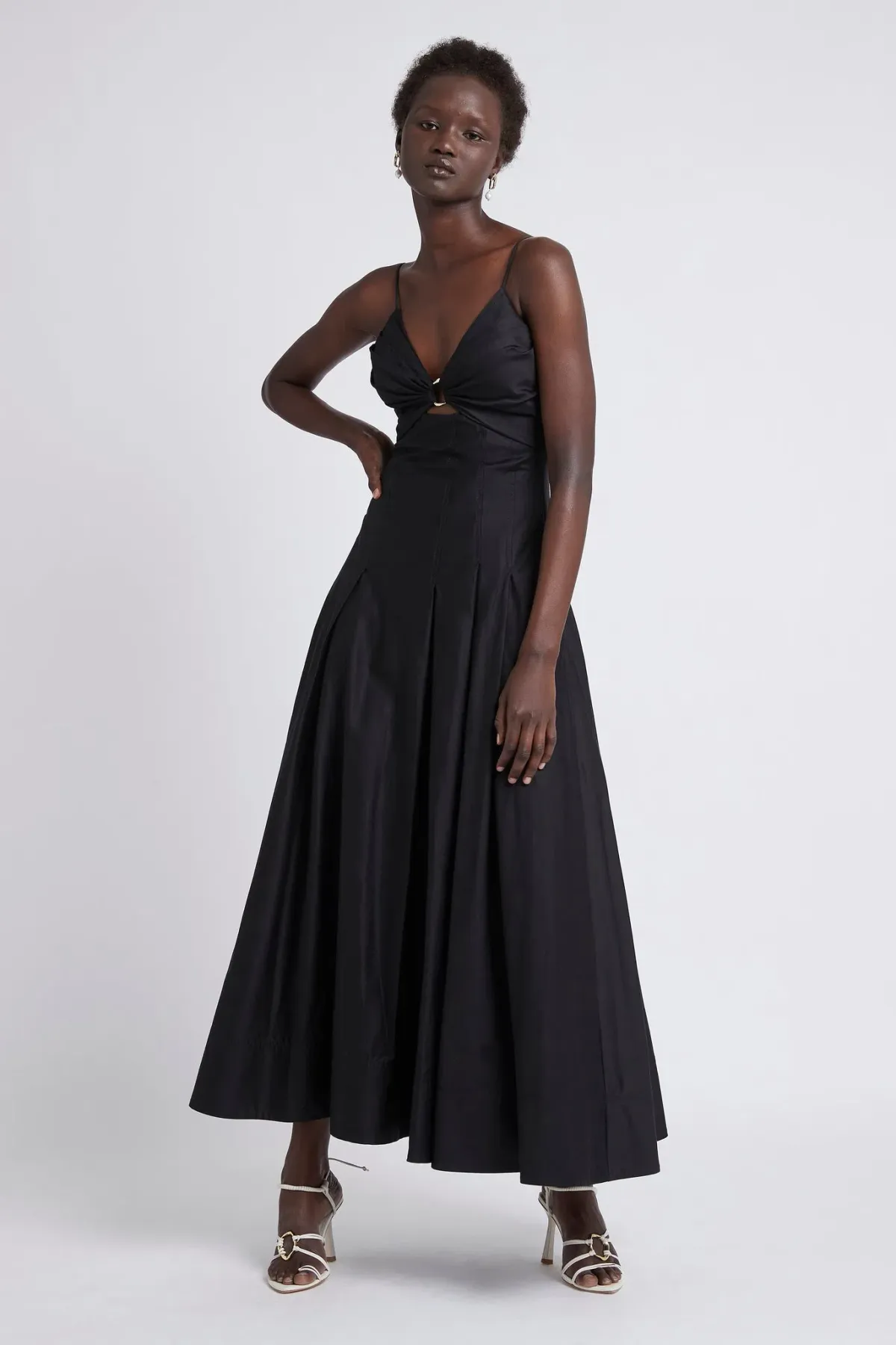 Aje Solstice Strappy Ring Midi Dress Black Size 8 - Image 1