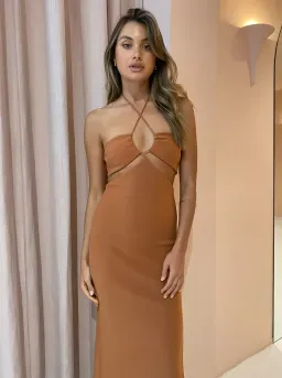 Bec and Bridge Alba Midi Dress Brown Size 6 for rent on The Volte - image 3