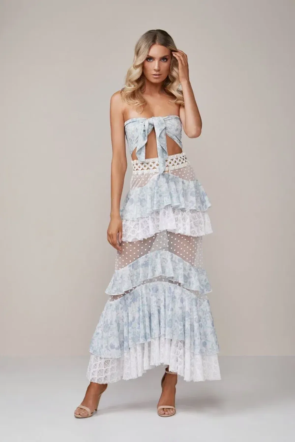 Ixiah The Label Outlaw Beaded Skirt & Bandeau Set Floral Size 6 - Image 2