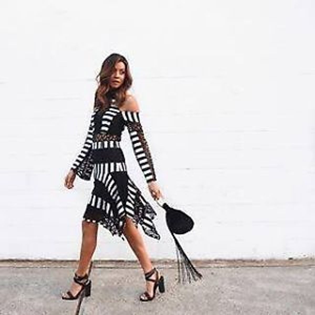 Thurley Candystripe Dress Black/White Size 12 - Image 2