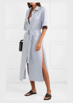 Anna Quan Zola Belted Striped Midi Dress Print Size 8 for rent on The Volte - image 1