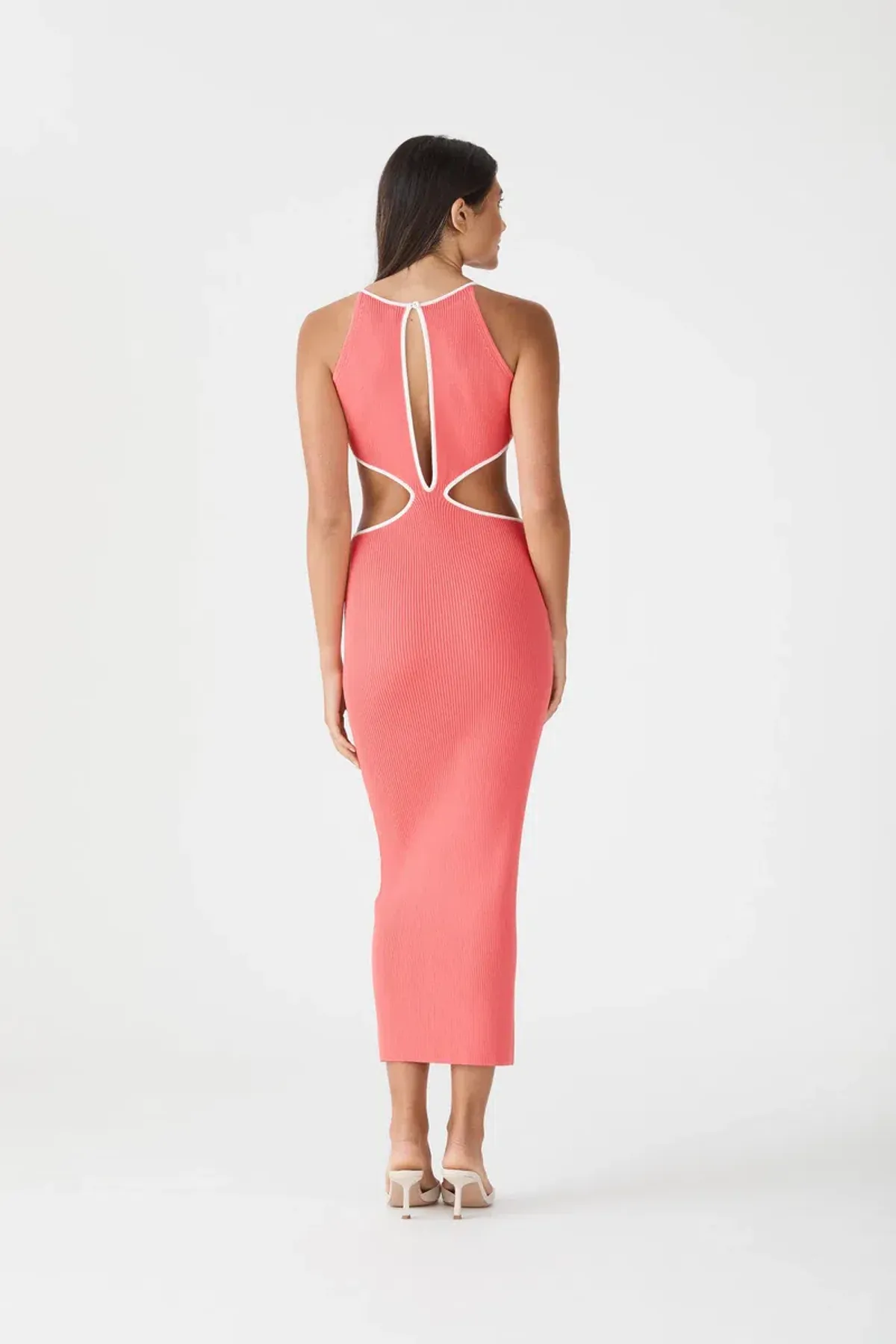 San Sloane Adrian Rib Midi Dress Pink Size 8 - Image 2