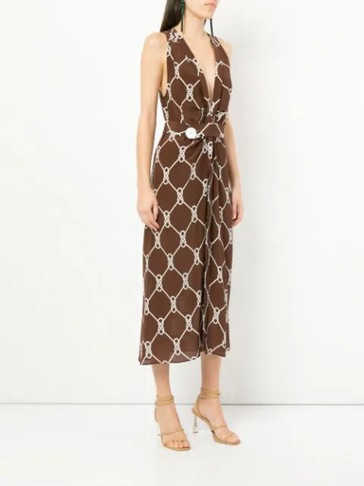 Manning Cartell Figure 8 Midi Dress Brown Print Size 12 - Image 5