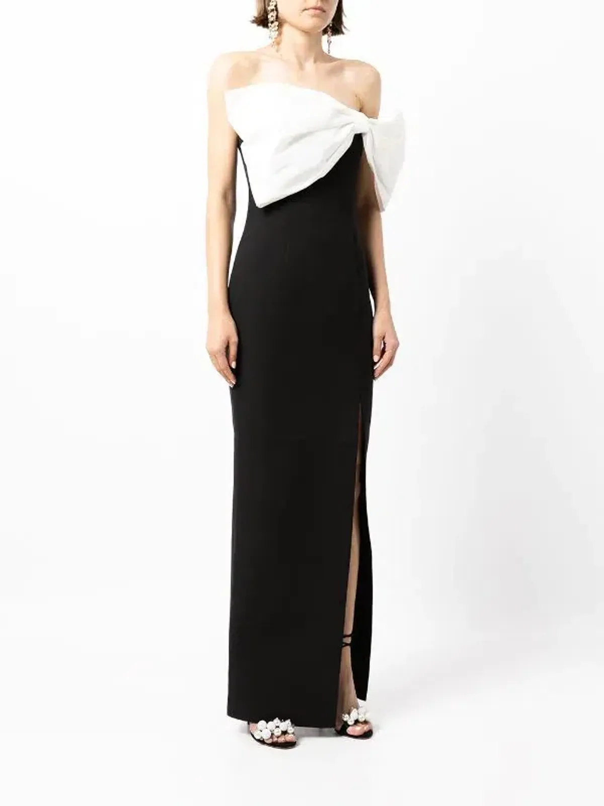 Rachel Gilbert Two-Tone Bow-Detail Gown Black Size AU 8  - Image 3