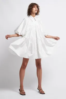 Aje Prima Circle Tiered Mini Dress White Size 12 for rent on The Volte - image 1