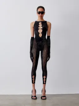 Poster Girl Rhinestoned Janice Jumpsuit in Jet Black One Size  for rent on The Volte - image 1