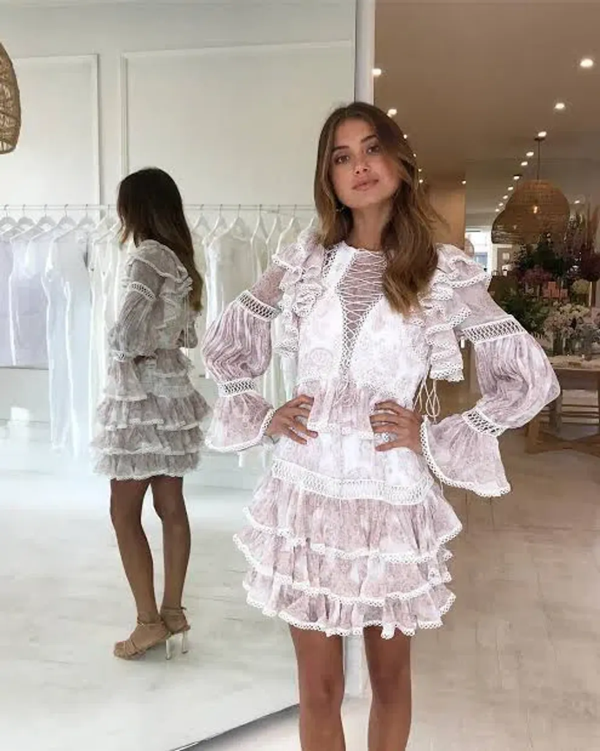 Thurley Papilio Mini Dress Dusty Pink Size 10 - Image 6