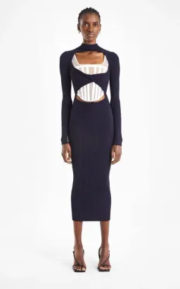 Dion Lee Rib Twist Reversible Rib Dress Navy Size 8  for rent on The Volte - image 1