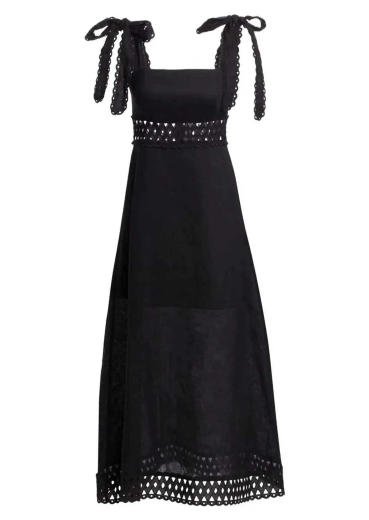 Zimmerman Verity Tie-Shoulder Linen Maxi Dress Black Size 0 - Image 3