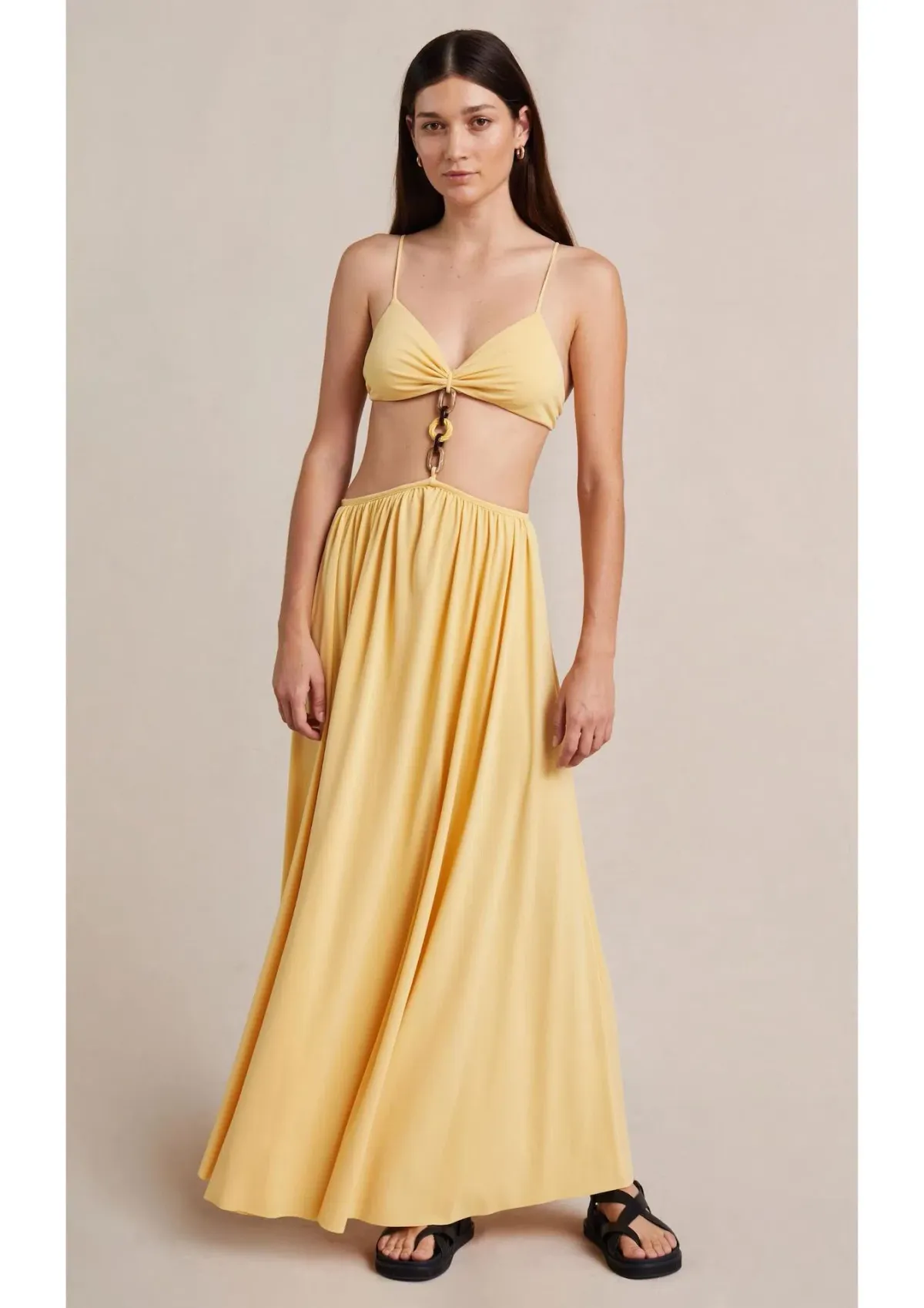 Bec & Bridge Soleil Maxi Dress Straw Yellow Size 8 - Image 1
