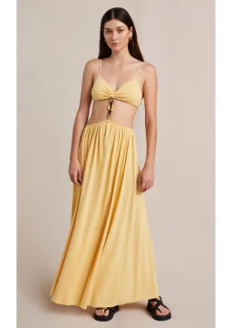 Bec & Bridge Soleil Maxi Dress Straw Yellow Size 8 for rent on The Volte - image 1