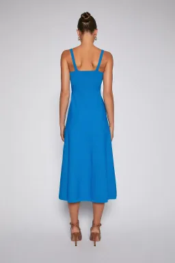 Scanlan Theodore Crepe Knit Square Neck Dress Azure Blue Size 6 for rent on The Volte - image 2