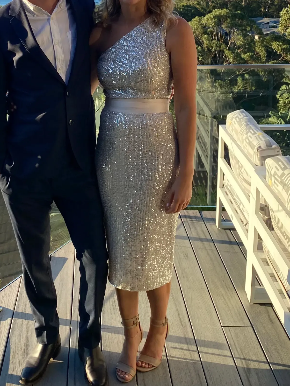 Elle Zeitoune Allene Dress Champagne SIlver Size 8 - Image 3