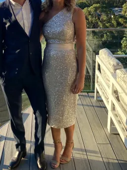 Elle Zeitoune Allene Dress Champagne SIlver Size 8 for rent on The Volte - image 3