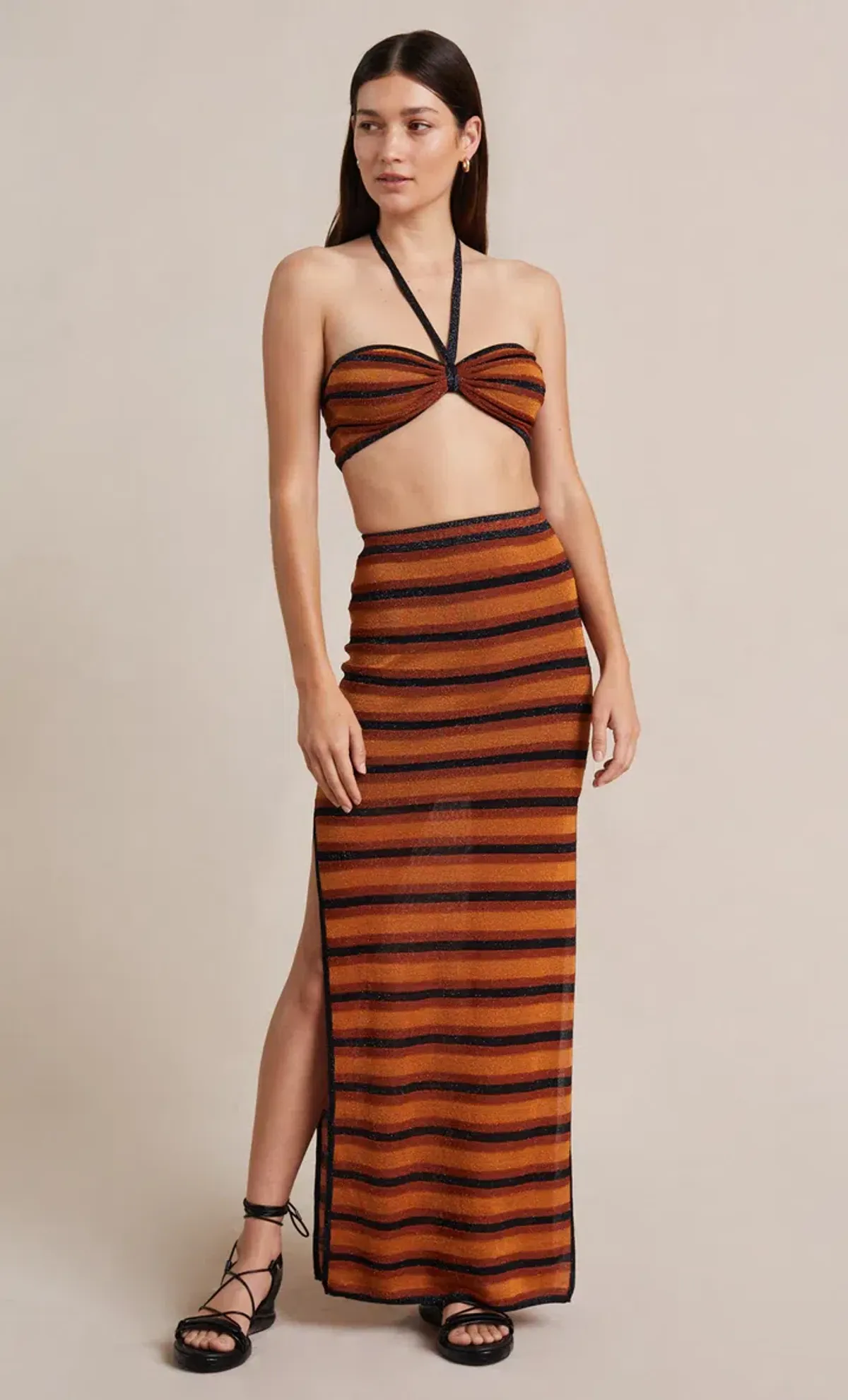 Bec & Bridge Ziggy Knit Maxi Skirt Lurex Stripe Size 8 - Image 1