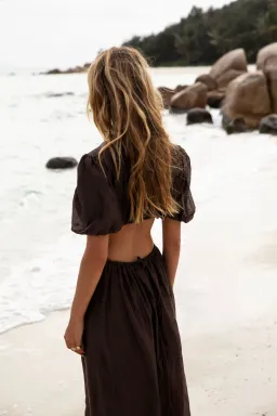 Sir the Label Anje Puff Sleeve Gown Brown Size 6  for rent on The Volte - image 4