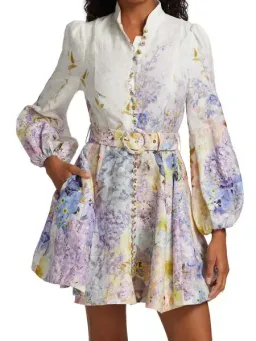 Zimmermann Rhythmic Buttoned Mini Dress Citrus Garden Size 1 / Au 10 for rent on The Volte - image 4