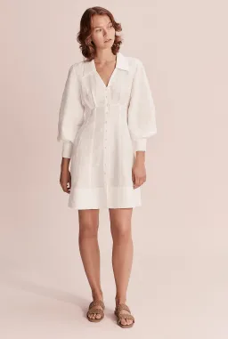 Country Road Button Through Mini Dress White Size 6 for rent on The Volte - image 1