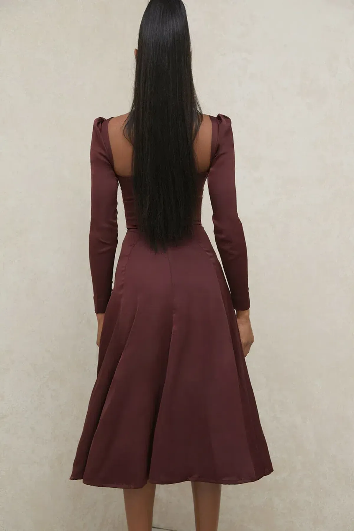 House of CB Arlinda Long Sleeve Midi Dress Brown Size 10 - Image 3