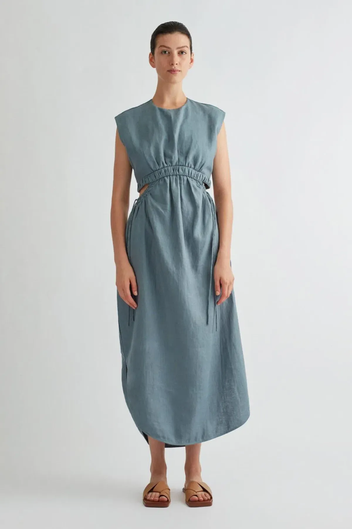 Camilla and Marc Cora Midi Dress in Dusty Blue Size 10 - Image 1