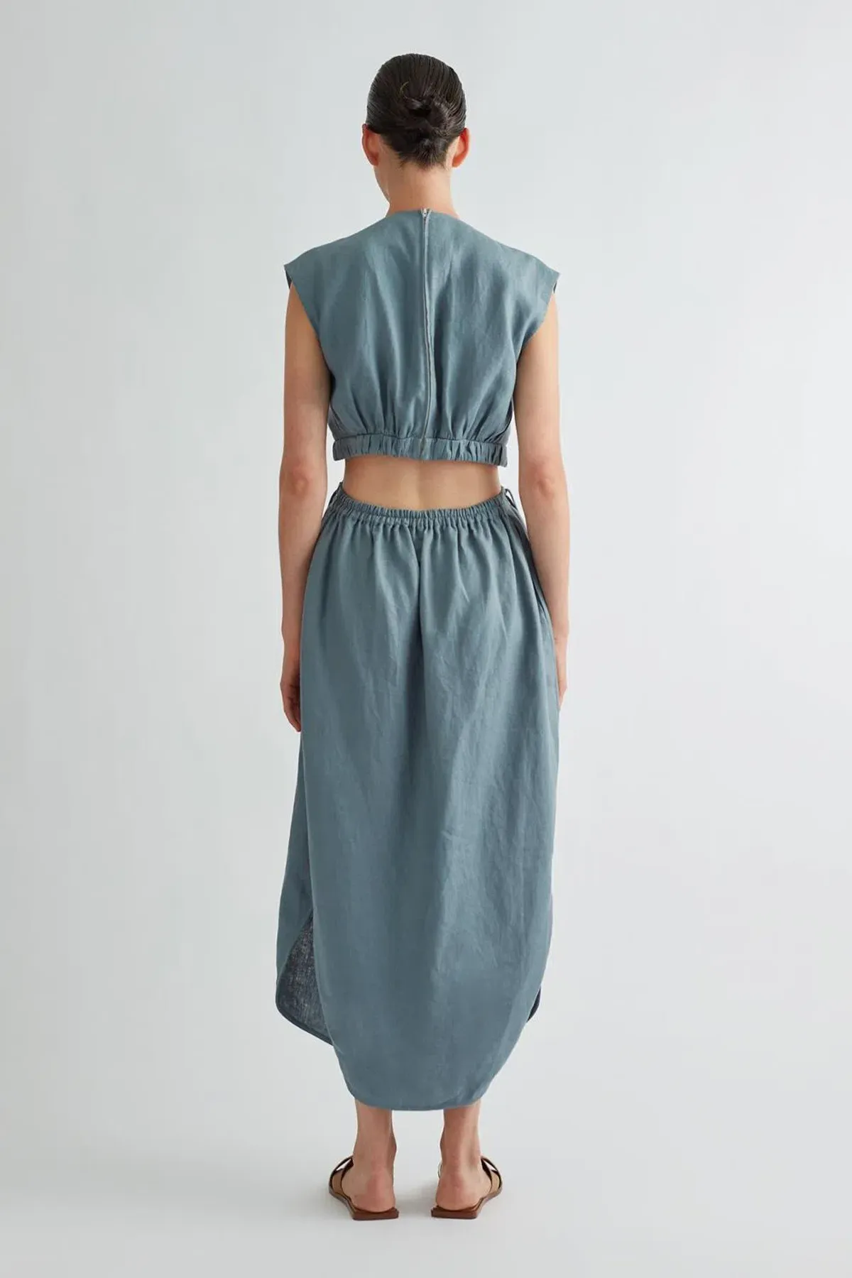 Camilla and Marc Cora Midi Dress in Dusty Blue Size 10 - Image 3