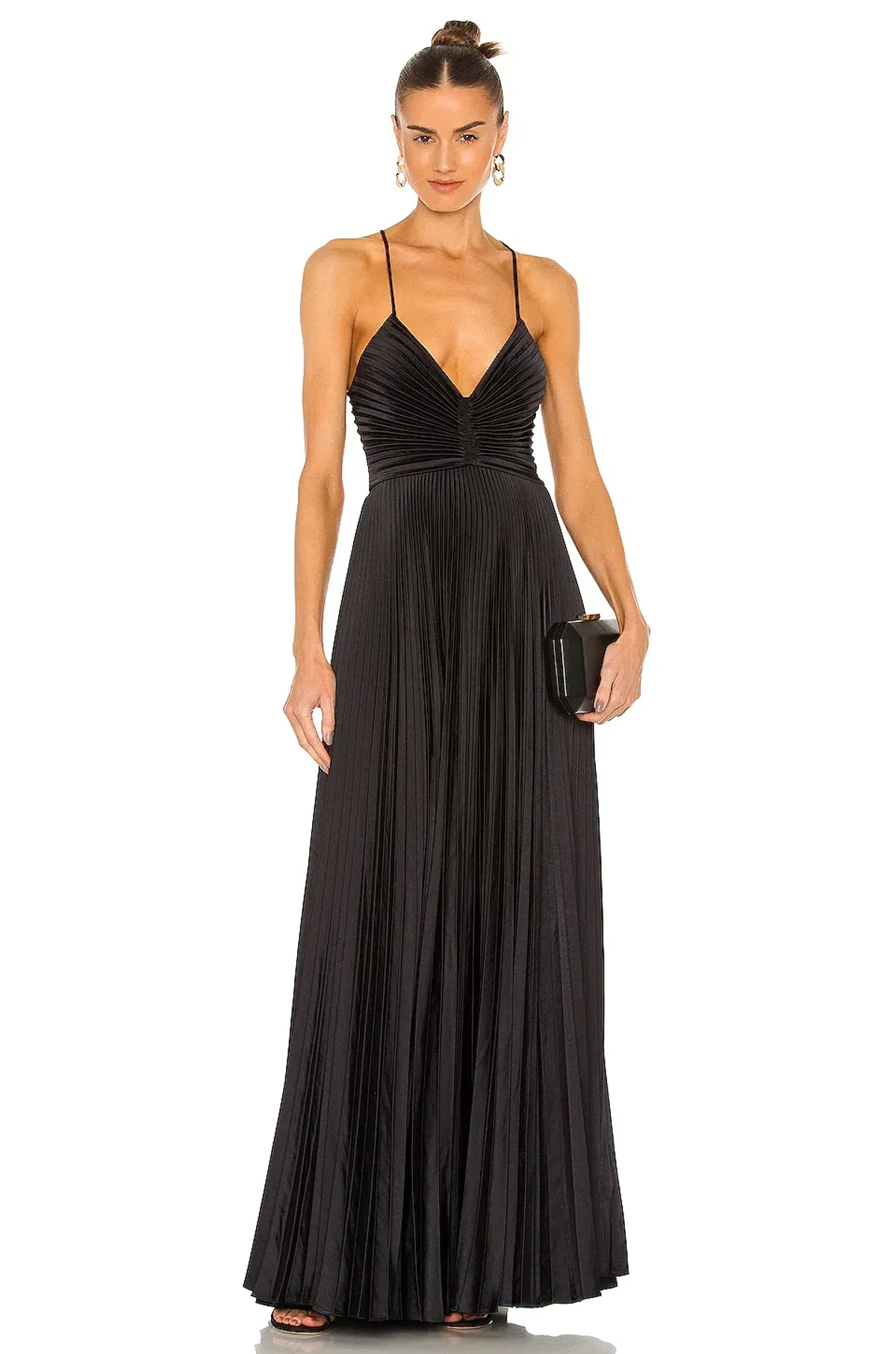 A.L.C. Aries Satin Pleated Dress Black 8 - Image 1