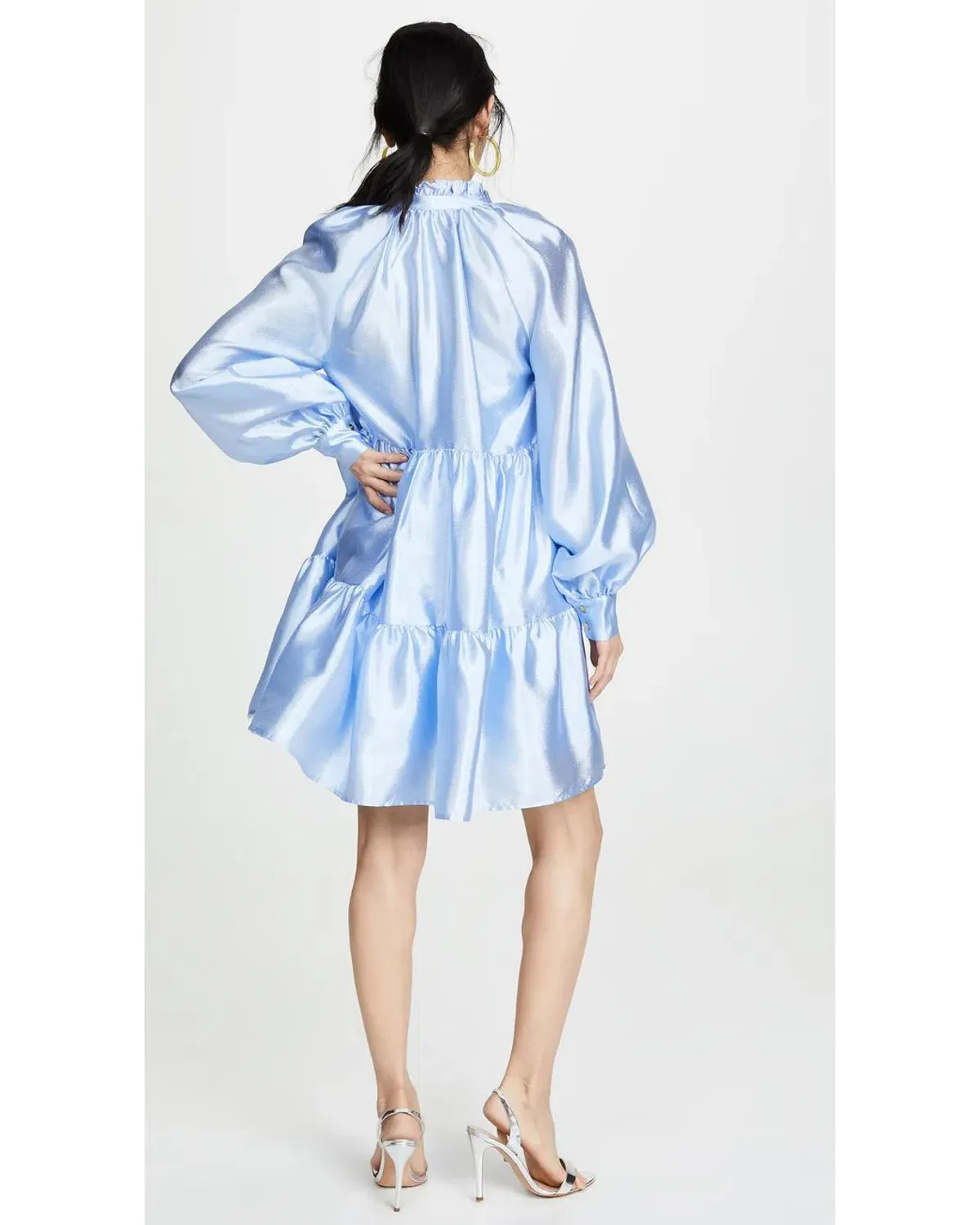 Stine Goya Jasmine Tiered Long Sleeve Shift Dress In Light Blue Size 12  - Image 5