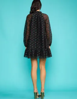 Cynthia Rowley Florence Flounce Mini Dress Black Size 12  for rent on The Volte - image 3