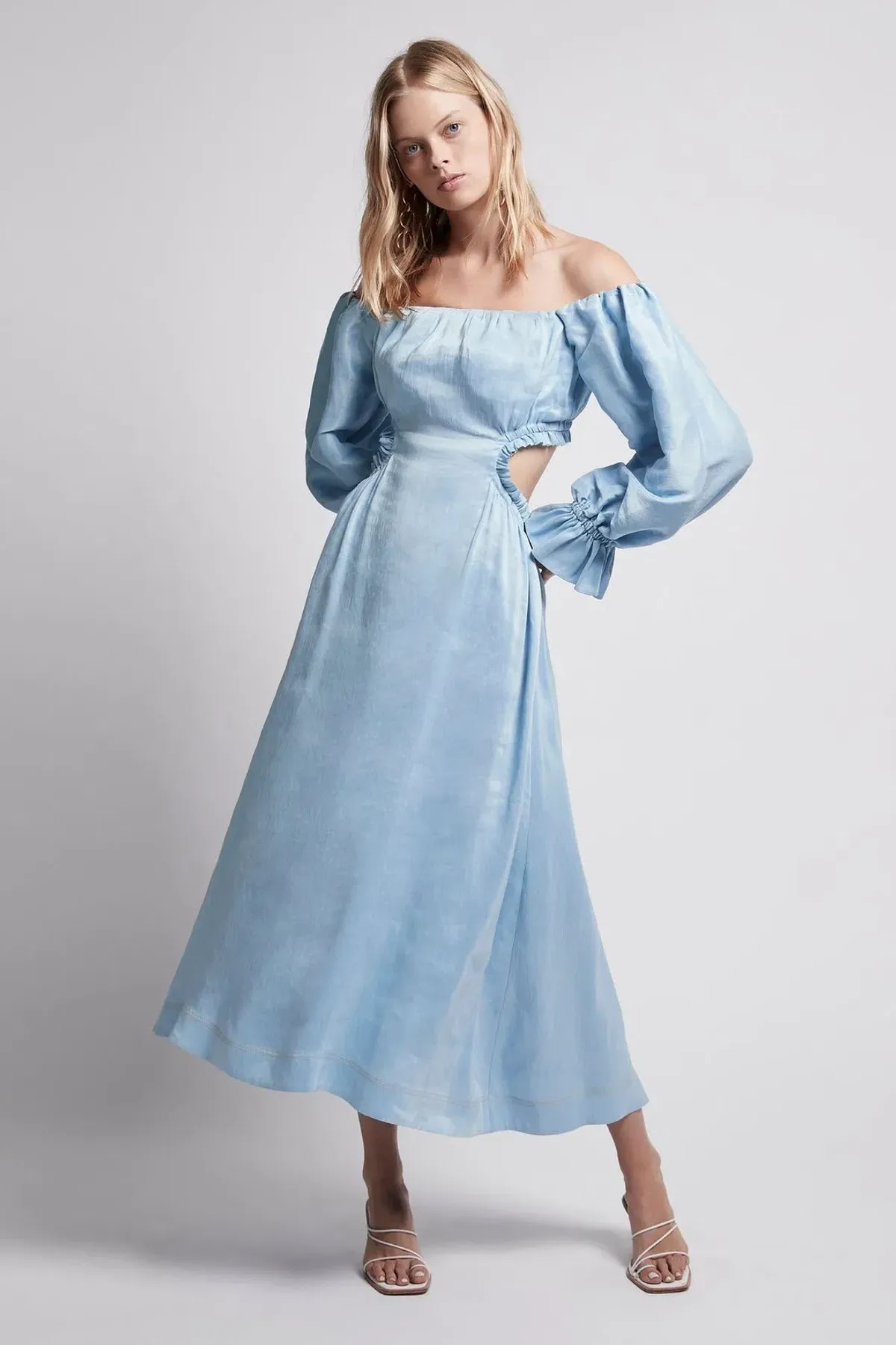 Aje Overture Blouson Midi Dress Blue Size 4 - Image 1